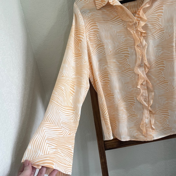 Chico’s Mini Ruffle Desert Zebra Peach Quartz Blouse Chico’s SZ 2 - Picture 3 of 7